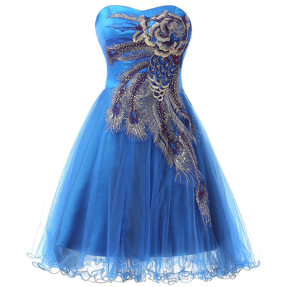 Chiffon Strapless Dresses with Sweetheart Peacock main image 0